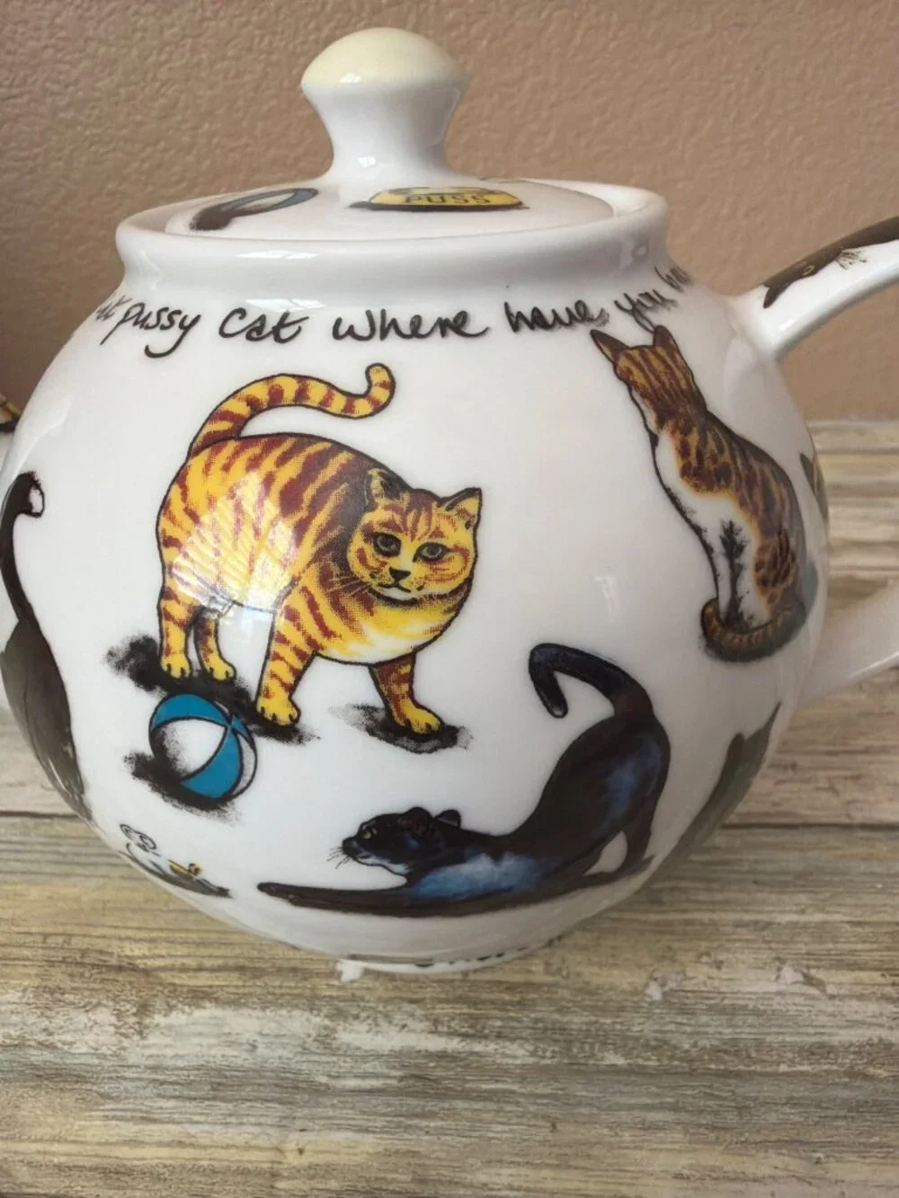 Paul Cardew Cat Kit-Tea Teapot Kitty Cat Where Have You Been Ceramic England - Picture 13 of 15